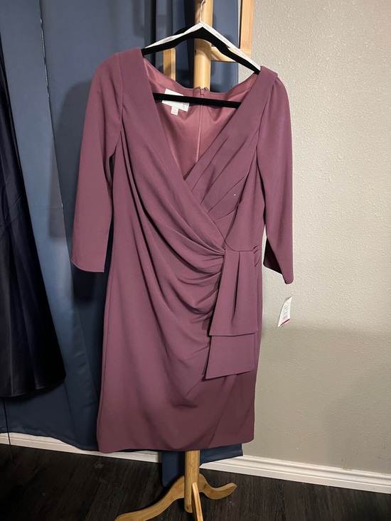 David's Bridal Dresses & Skirts - David's Bridal Mauve Draped Wrap Midi Dress